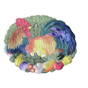 Fitz & Floyd Coq Du Village Dimensional Rooster Platter Large Vintage 1996 GUC